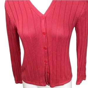 Talbots 100% Silk Salmon colored Button up Cardigan EUC size small